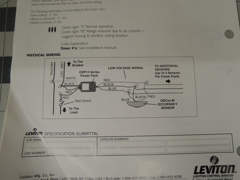 LEVITON ODC05-M0W MULTI-TECH CEILING MOUNT OCCUPANCY SENSOR, 500-SQFT, 24-VDC