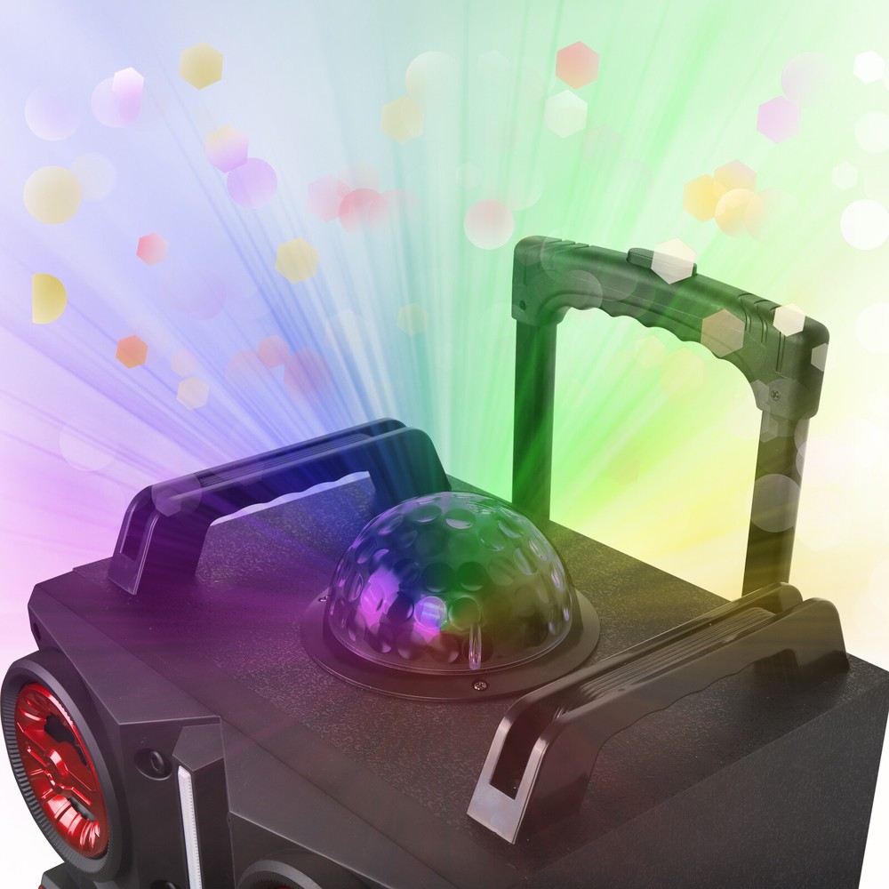 Dual 10" Portable Disco LED Bluetooth Speaker, Remote, & Powerful Sound System