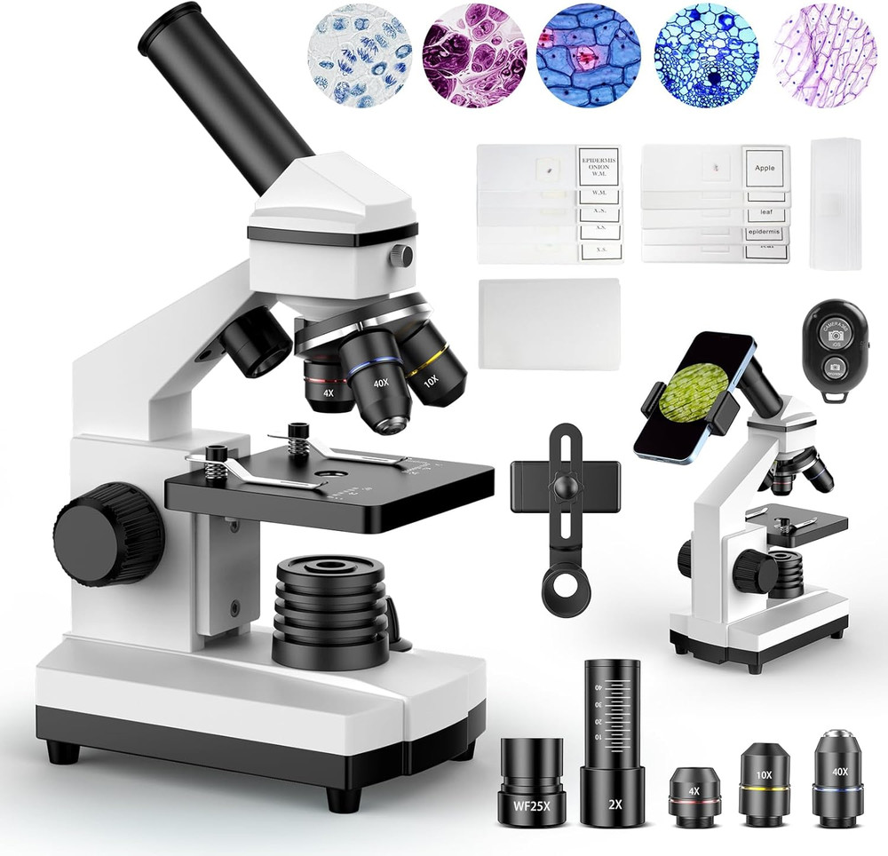 Compound Microscope for Adults & Students - 100X-2000X High-Power Biological Mic