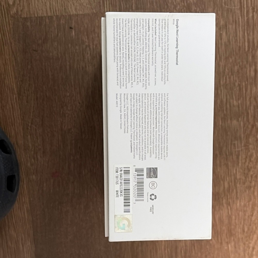 Google Nest Learning Thermostat Gen 3 Programmable Dial White Circular T3015