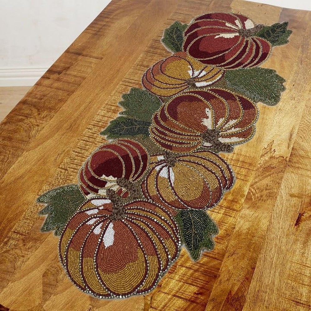 Halloween Pumpkin Beaded Table Runner for Fall - Halloween Decoration Table m...