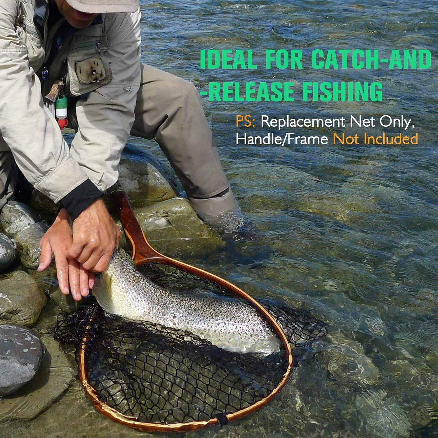 Fishing Net Fish Landing Net Foldable Fishing Replacement Net for Freshwater Sal