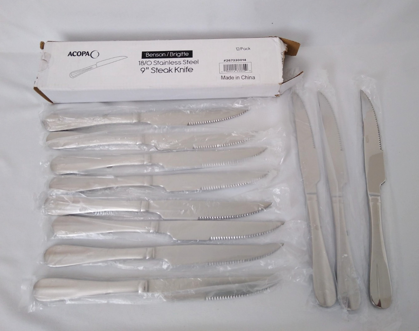 Acopa 18 0 Stainless Steel 9 in Steak Knife 11 Pack Benson Brigitte Flatware