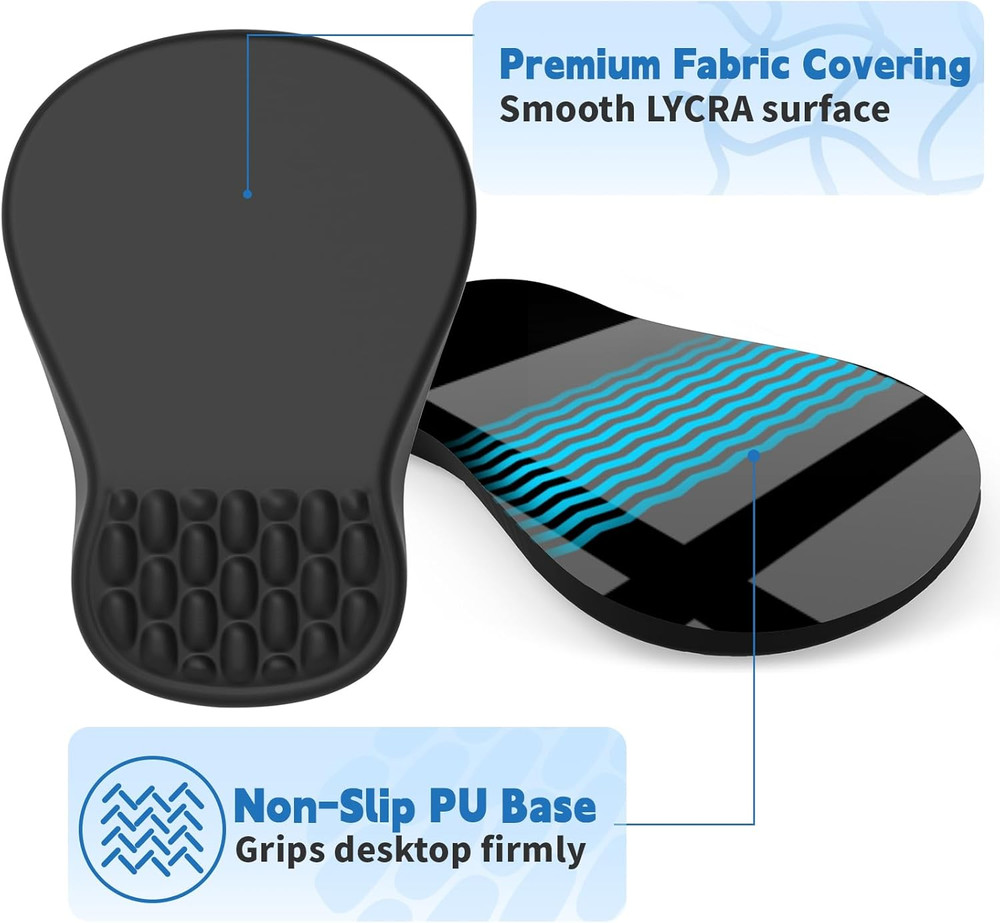 Ergonomic Mouse Pad with Wrist Rest Support, Mousepad with Comfortable Memory Fo