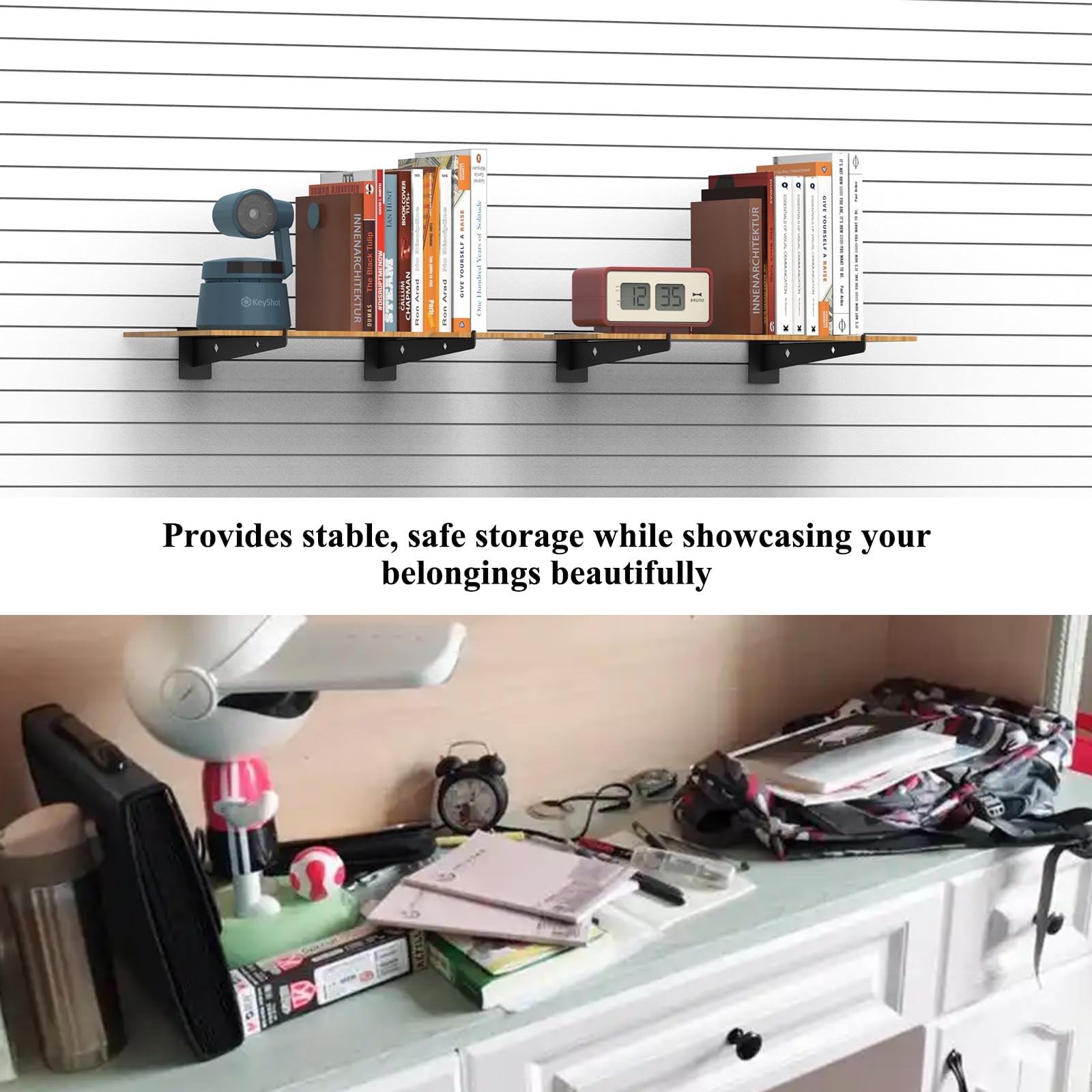 12 Pcs 12 Black Slatwall Shelf Bracket, Metal, Heavy Duty, Slat Wall, Garage