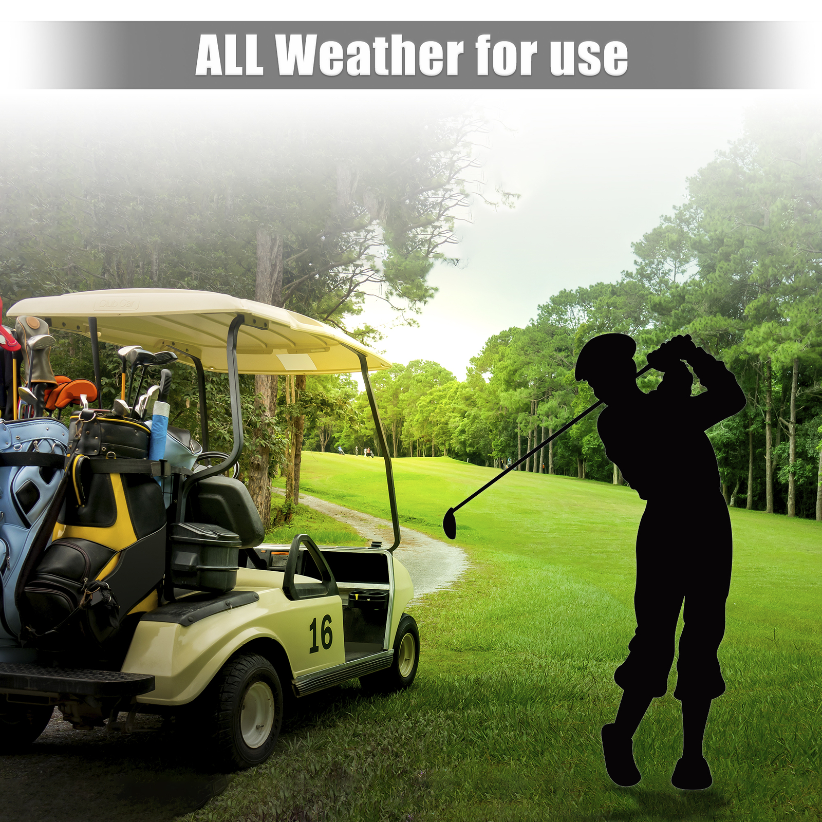 2 Passenger Golf Cart Covers 400D Sunproof Golf Cart Protective Cover Gray