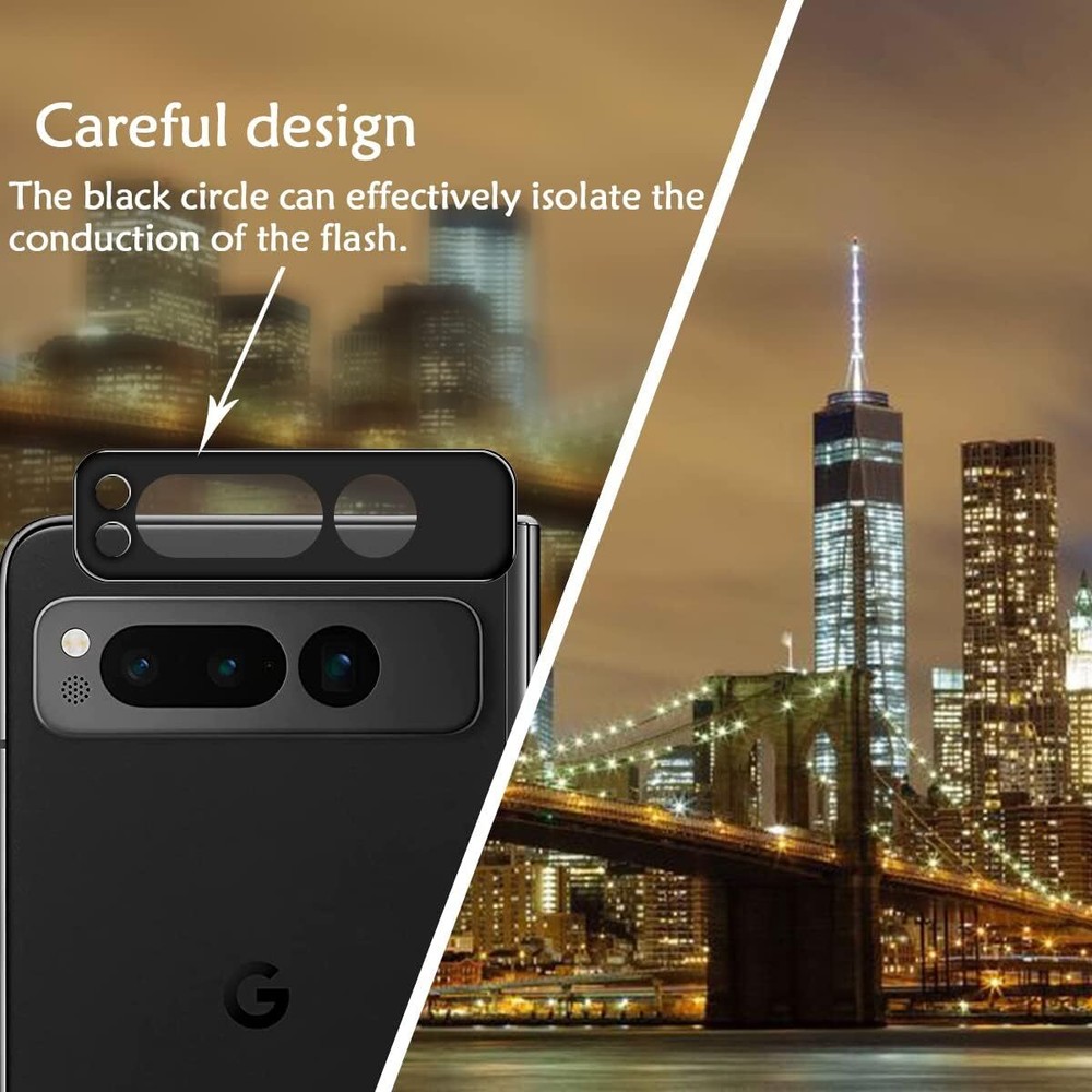 HD Tempered Glass Camera Lens Protector for Google Pixel Fold - Black
