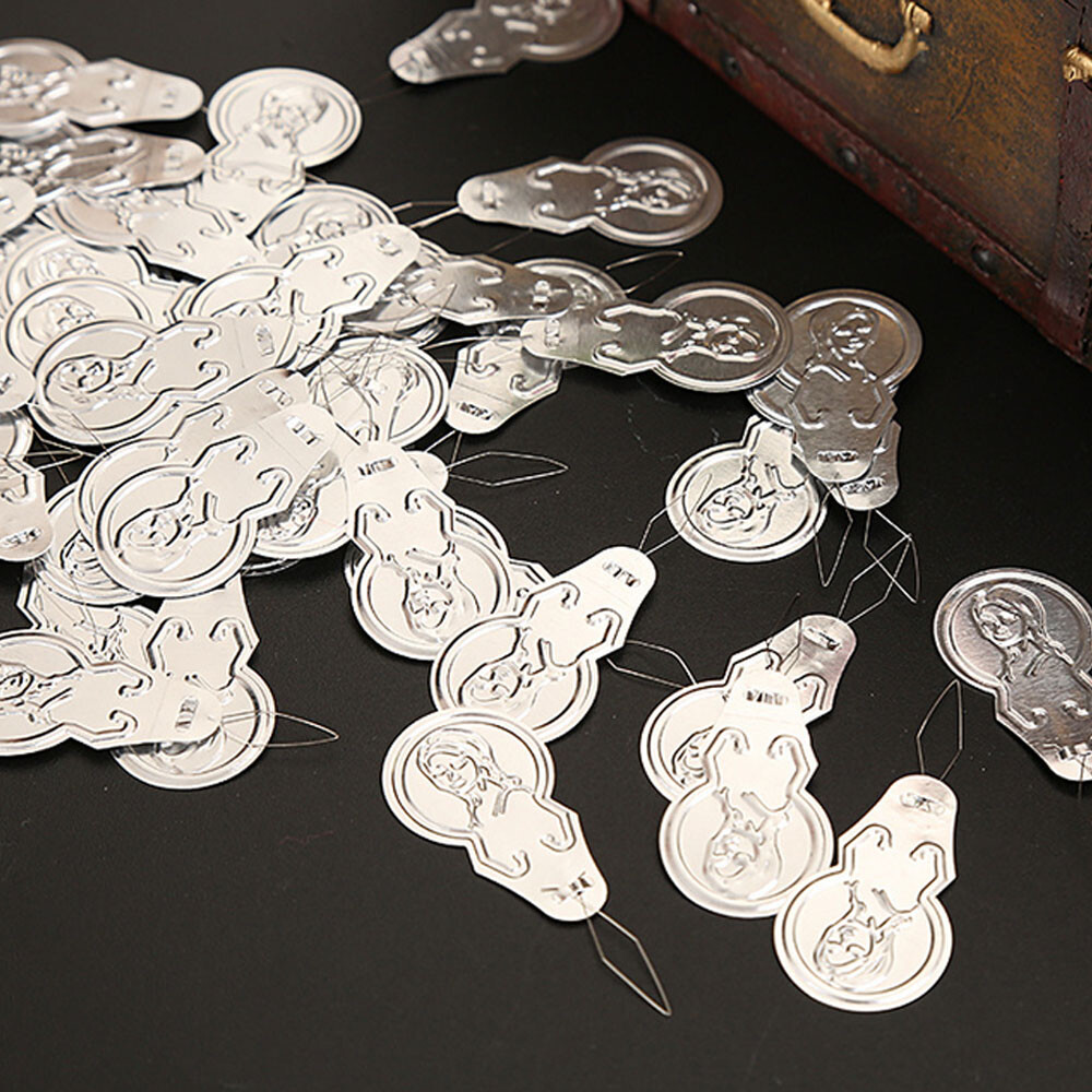 200pc Metal Wire Needle Threader Silver Hand Sewing Stitch Insertion Tool 1.7"