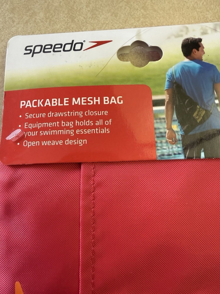 Speedo Packable Mesh Swimming Drawstring Bag - Pink/Orange
