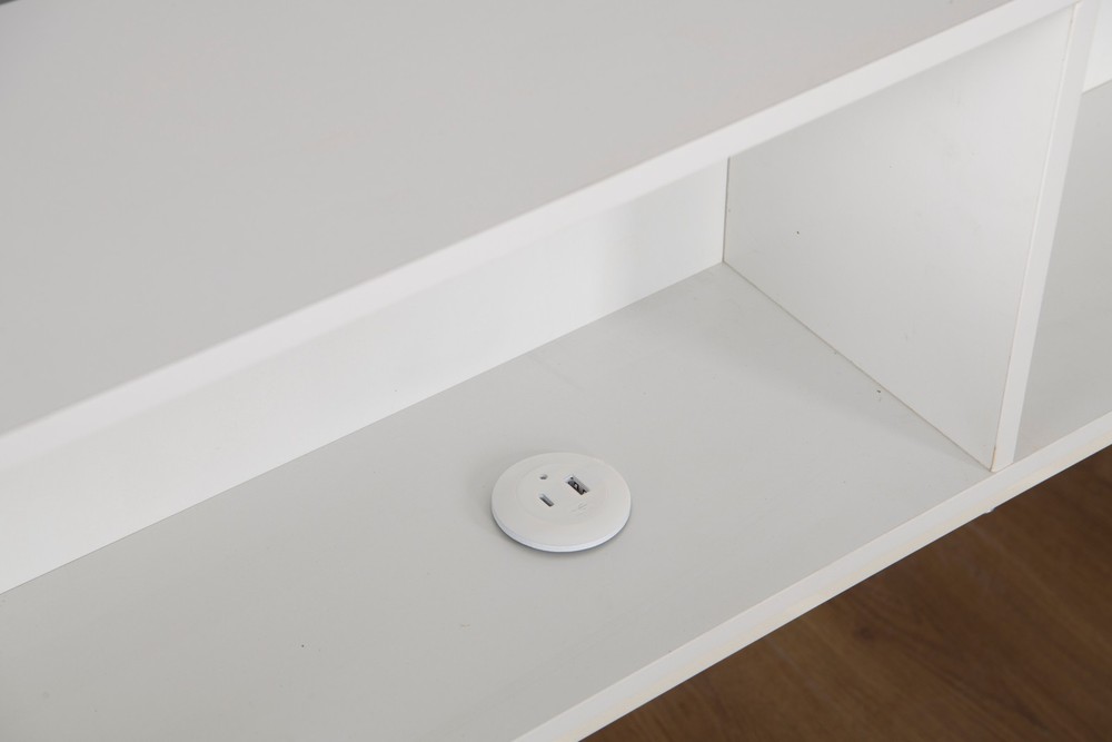 Corner Bed Frame Full Size with Bookcase and 2 Underbed Storage Drawers, Moder