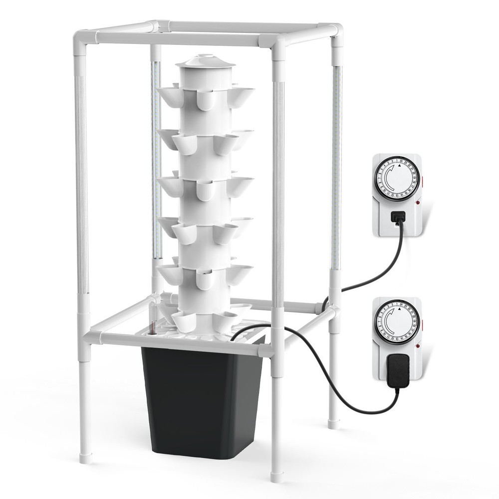 Hydroponic Growing System Tower with Grow Lights 30 Pods Vertical Farming Timer