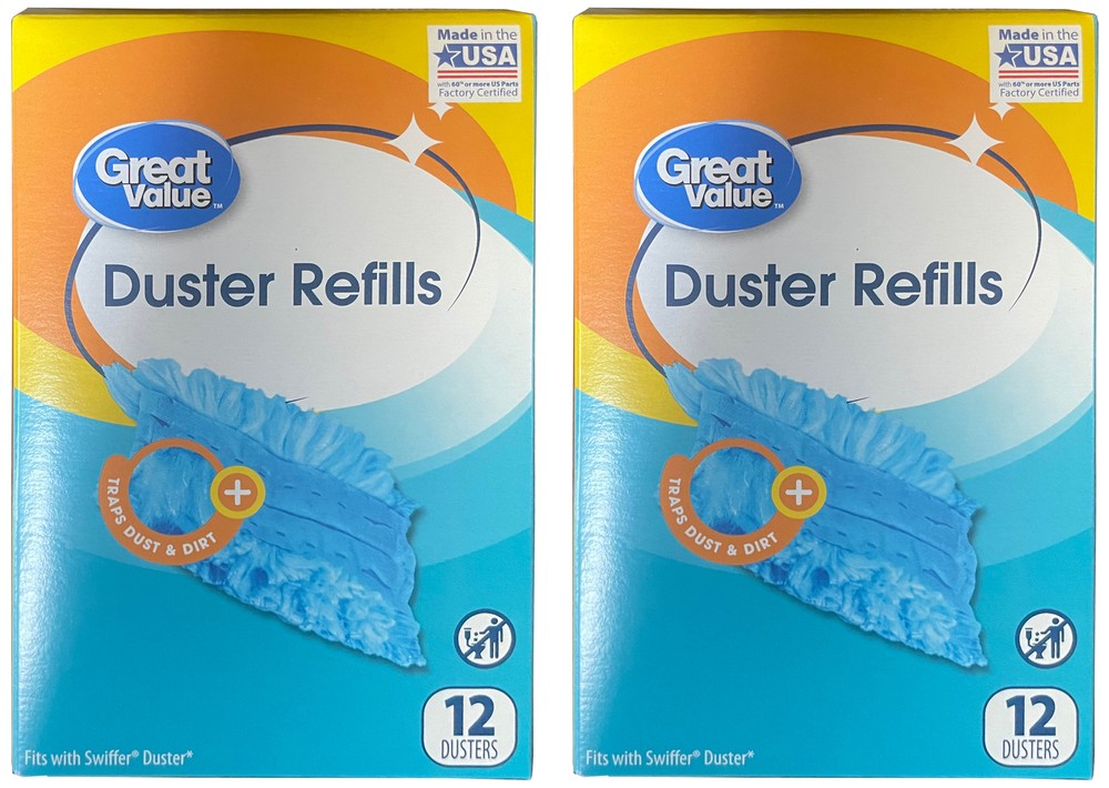 Great Value Duster Refills, 12 Ct 2 Pack- Compatible with Swiffer Dusters