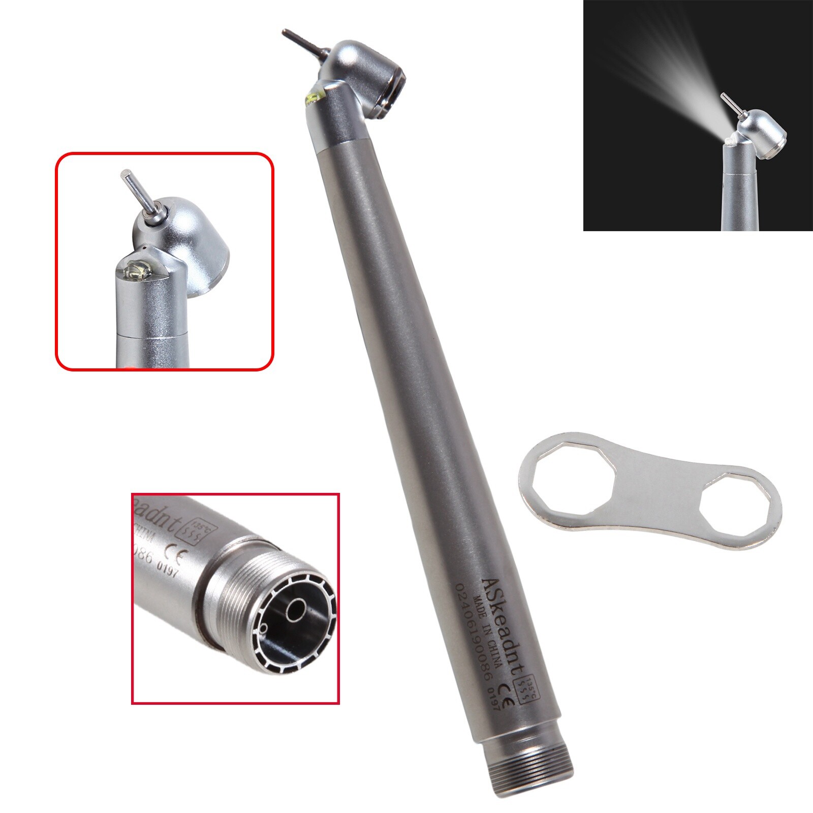NSK Style Dental LED 45° Degree Surgical High Speed Handpiece Push Button 2 Hole