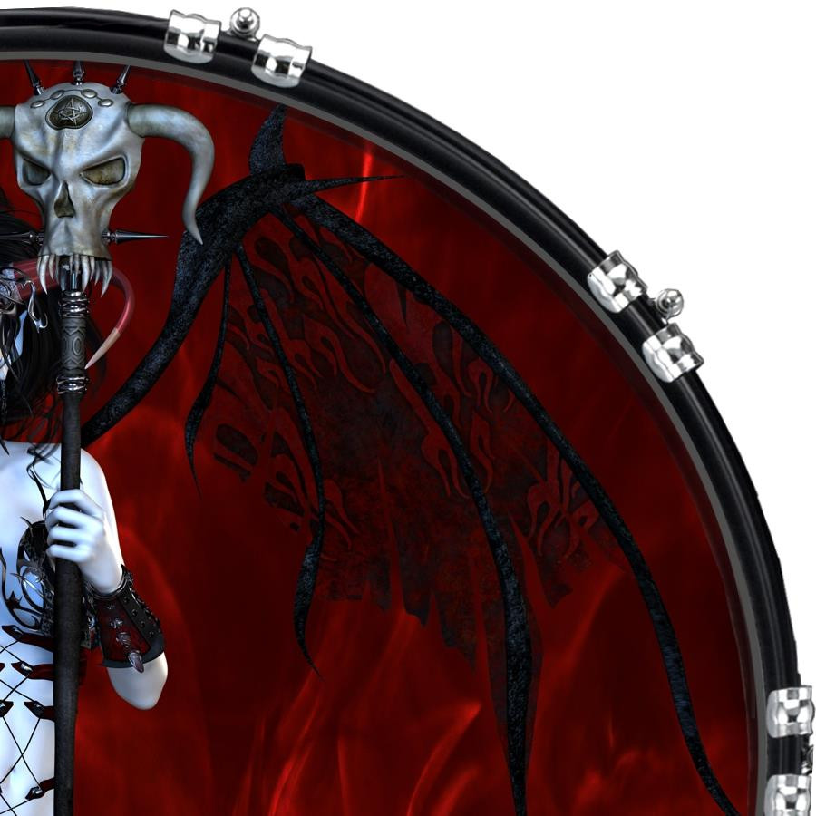 20" Custom Bass Kick Drum Front Head Graphical Demonesque 1
