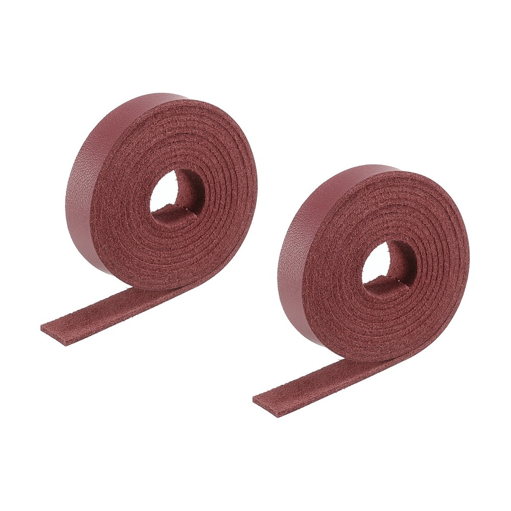Faux Leather Straps Strip Leather String 1cm/0.4" Width, Wine Red,2pcs