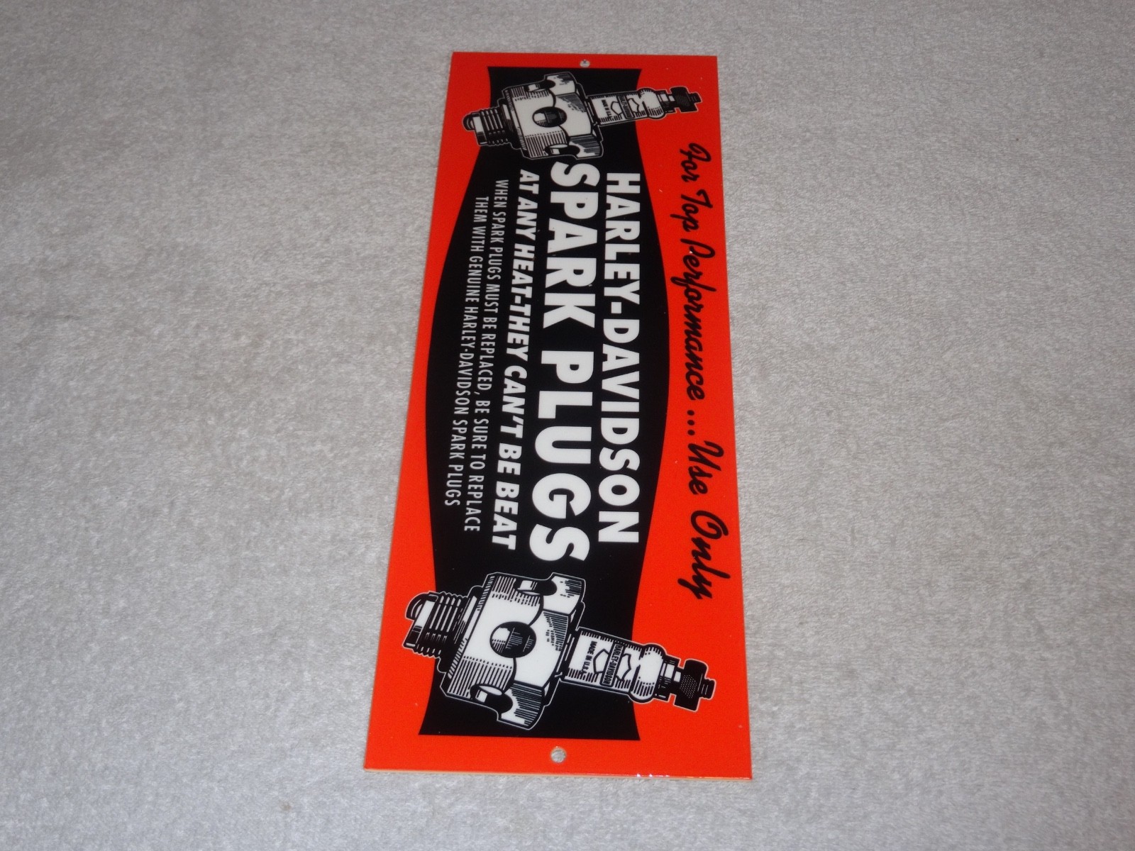 VINTAGE HARLEY DAVIDSON MOTORCYCLE SPARK PLUG PORCELAIN METAL GASOLINE OIL SIGN!