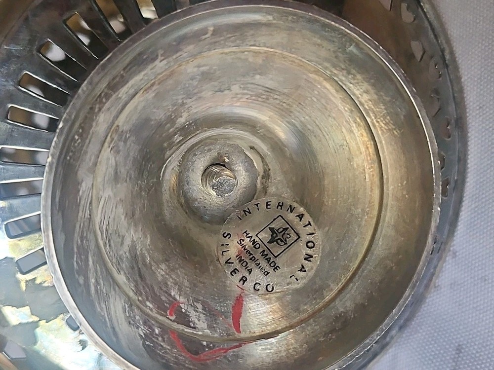 Vtg International Silver Co Silverplated 2 Tier Tidbit Tray Reticulated Small