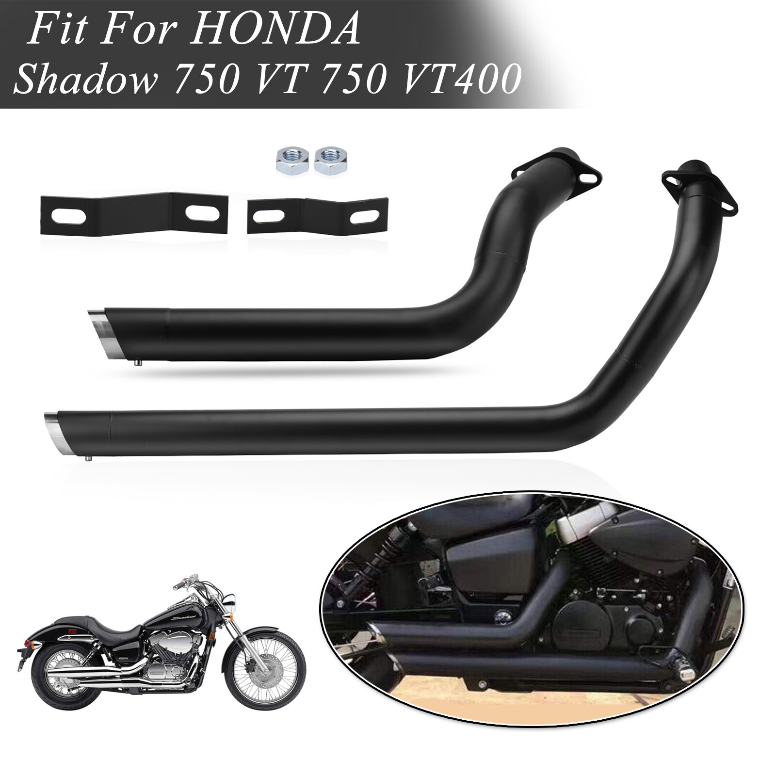 Shortshots Staggered Exhaust Pipes Baffle For Honda Shadow VT750 Shadow Aero 750