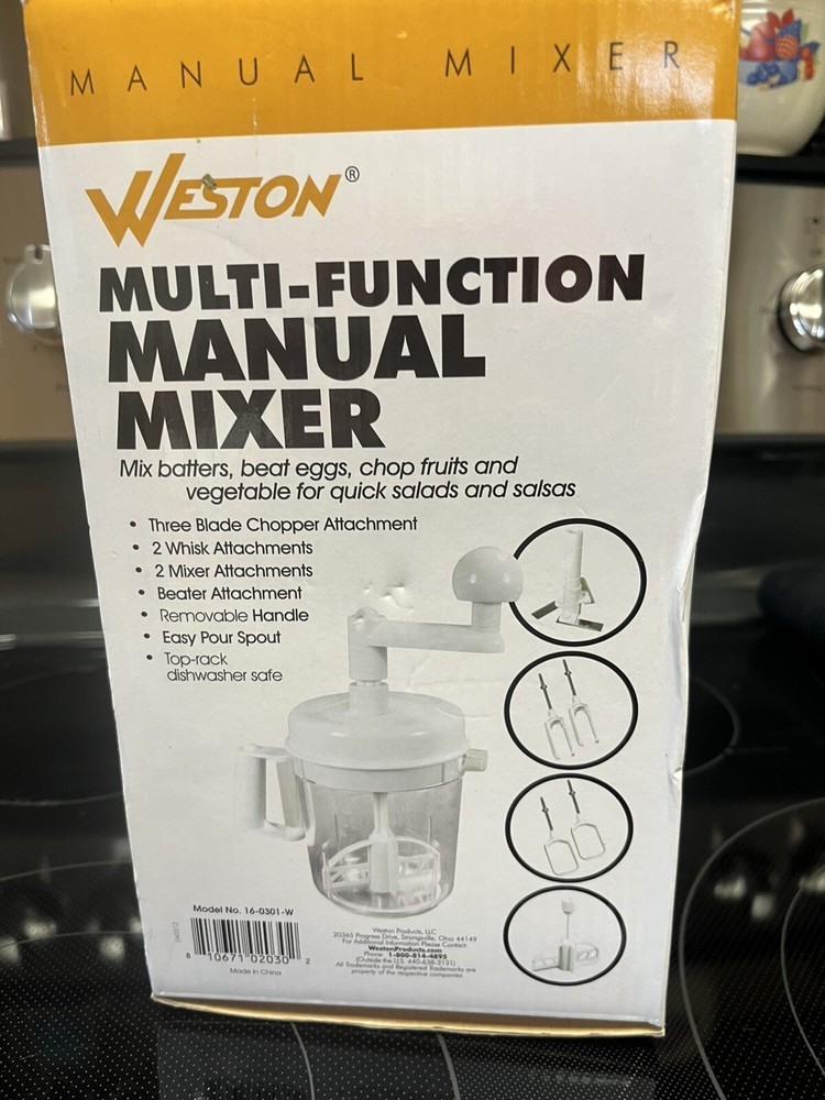 Weston 6 Cup MULTI-FUNCTION MANUAL MIXER With ATTACHMENTS. NEW Box Opened.
