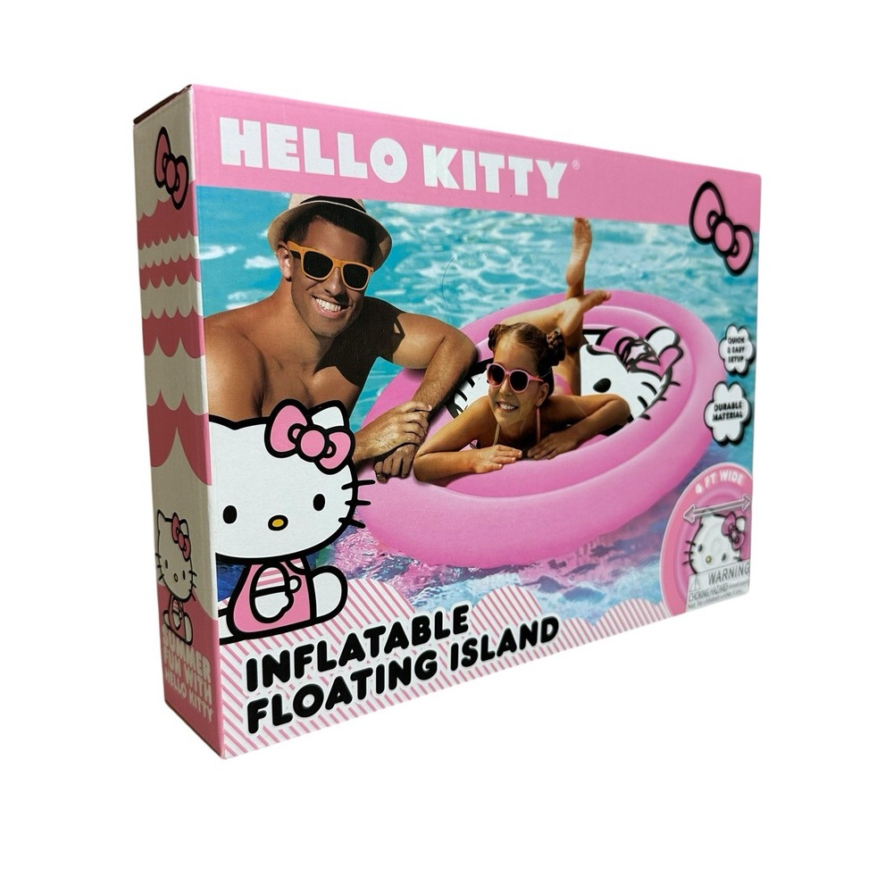 Hello Kitty Inflatable Floating Island Swimming Pool Float New