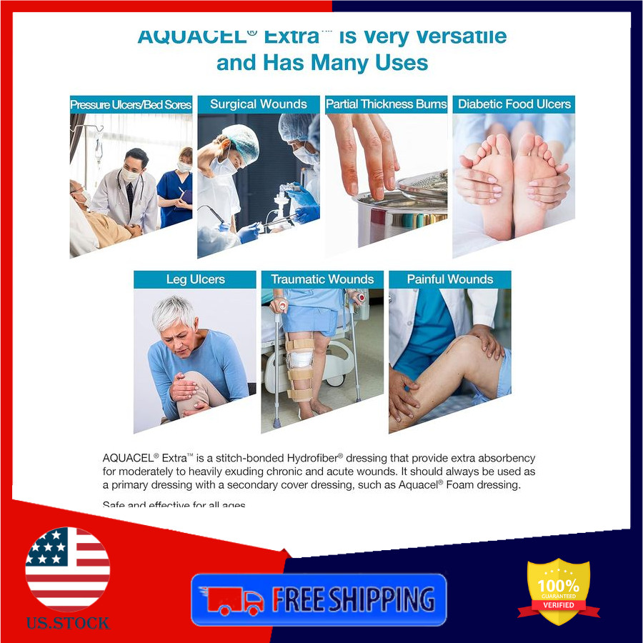ConvaTec AQUACEL Extra 6"x6" Hydrofiber Dressing High Absorbency 5ct Box