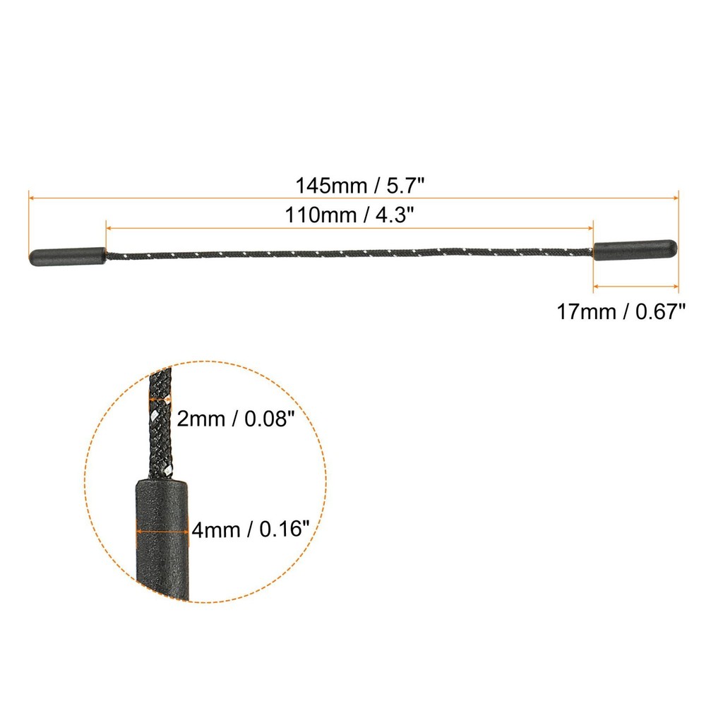 Zipper Pulls Extension Handle Cord, 15 Pack Plastic Puller Extender, Black