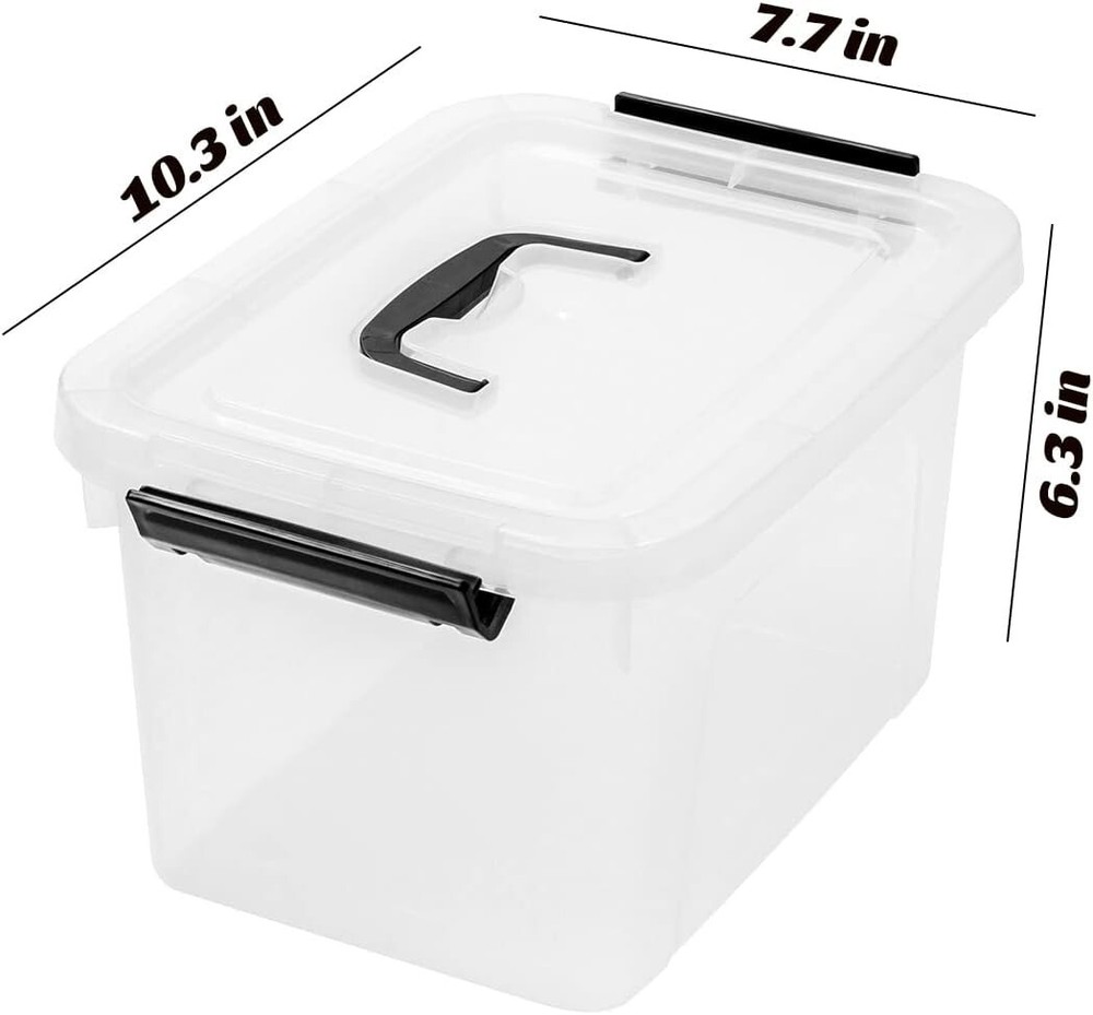 Stackable 6 Quart Clear Storage Bins - Organize Home & Office Spaces (6-Pack)