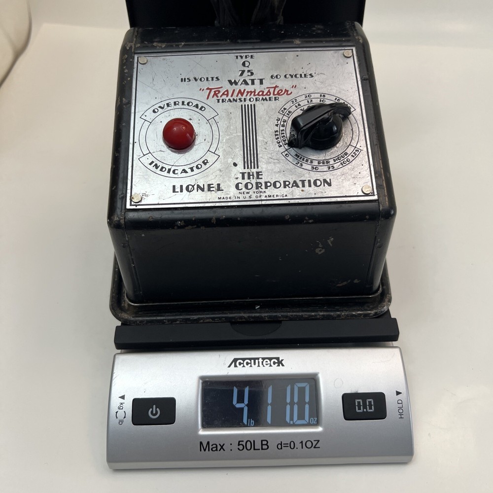 LIONEL TRAIN MASTER TRANSFORMER TYPE Q 75 WATTS TESTED