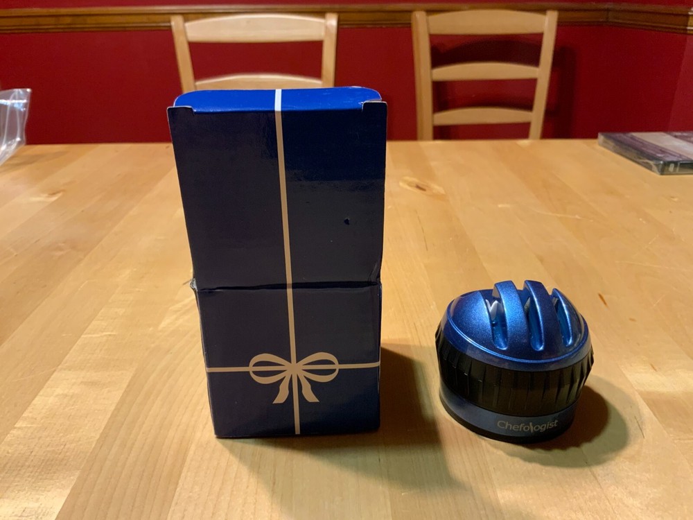 Little blue Knife Sharpener Kitchen Sharpening System Tool in gift box