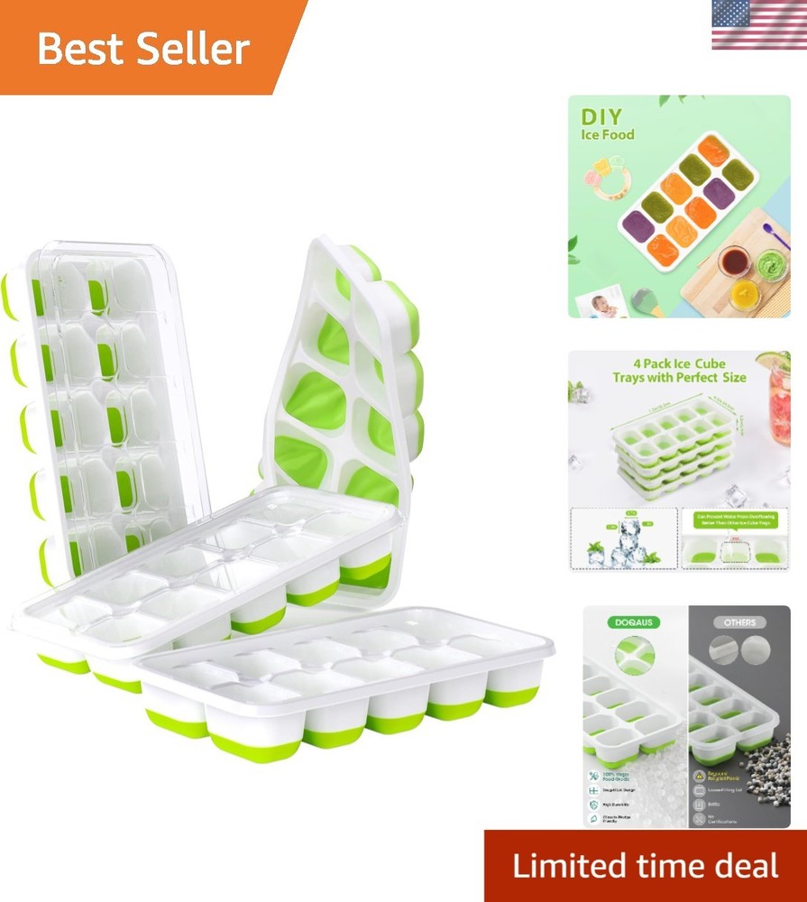 4 Pack Stackable Silicone Ice Cube Trays - BPA & LFGB Safe for Versatile Kitchen