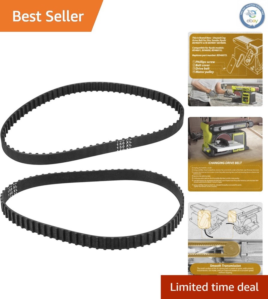 Cogged Drive Belts for Ryobi Disc Sander Models - Easy Installation, 2-Pack