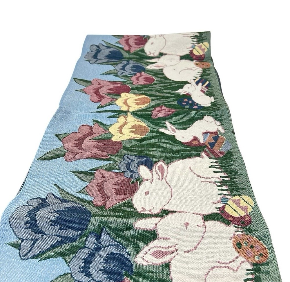 Easter Spring Bunny Table Runner 12.25” x 73.5”