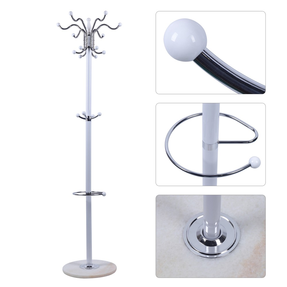 Coat Rack 16 Hook 4 Level Hat Jacket Stand Tree Holder Hanger Rack Marble Base