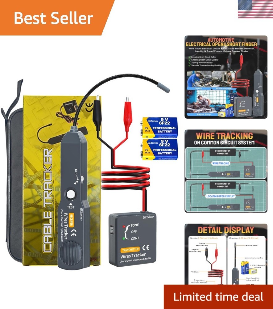 Professional Wire Tester & Short Finder - Includes Batteries for DC Circuits