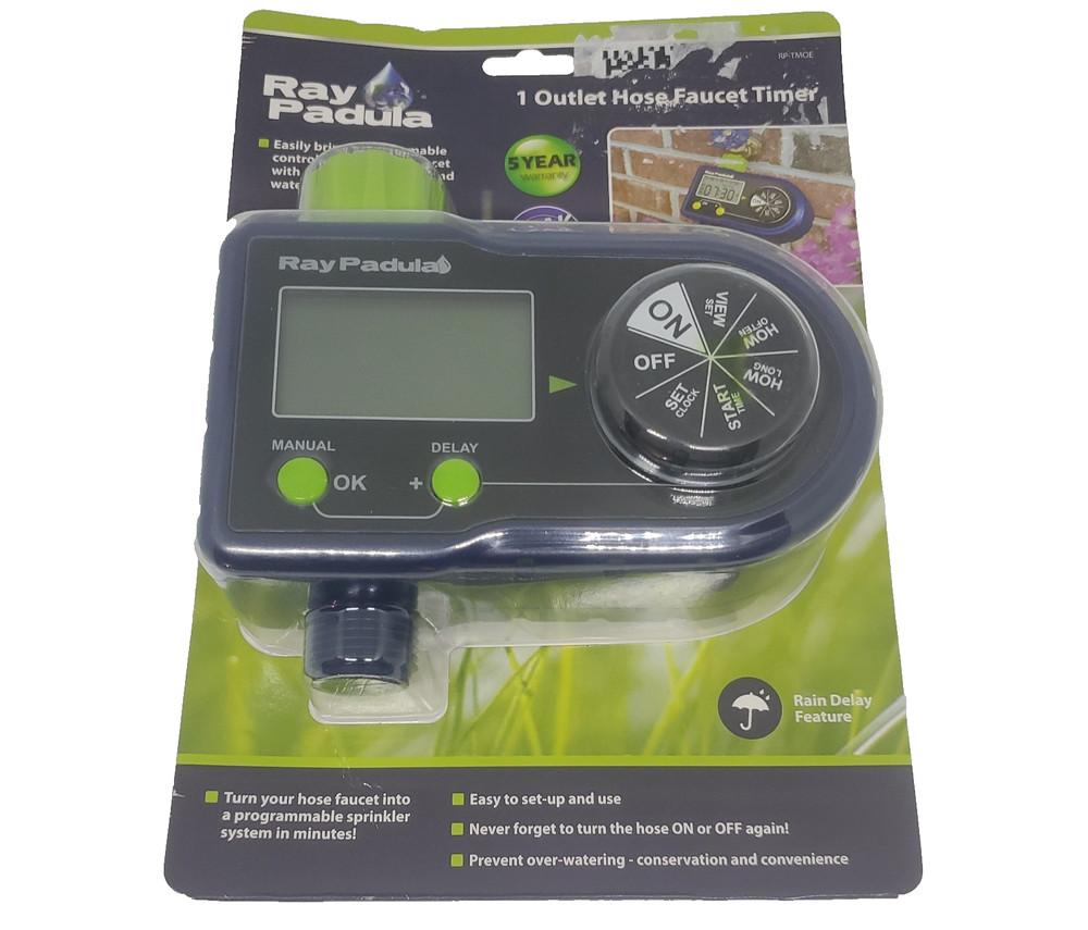 Ray Padula 1-Zone Programmable Electronic Sprinkler Timer for Yard Garden Hose