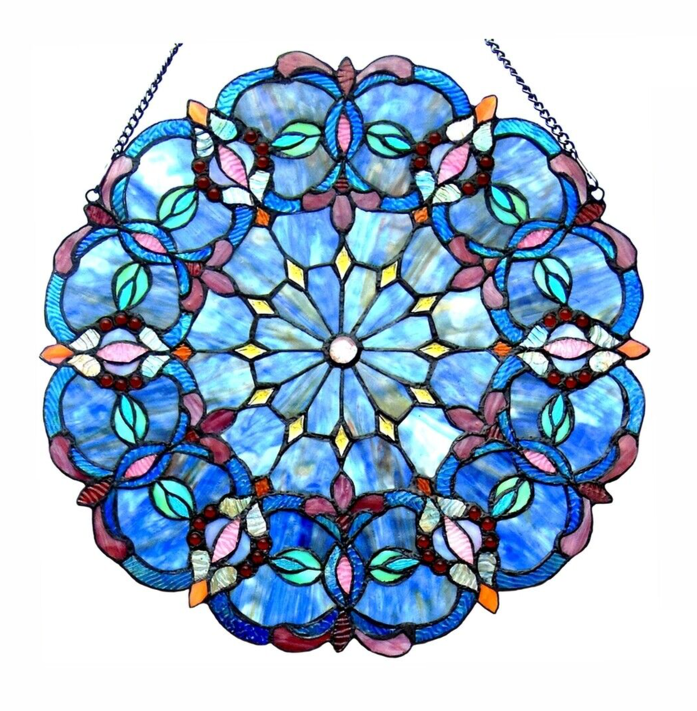 20" Round Stained Glass Window Hanging Panel Suncatcher