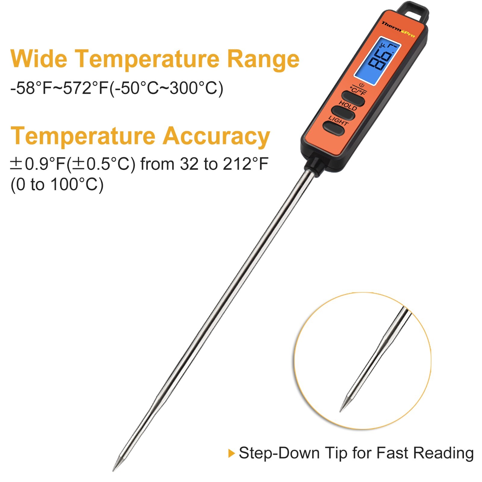 ThermoPro TP01A Digital Meat Thermometer with Long Probe For Kitchen Candy Oil