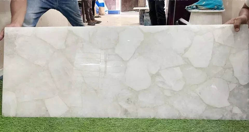 24"x36"Rectangle White Quartz Dining Table Countertop Crystal Stone Hallway Deco