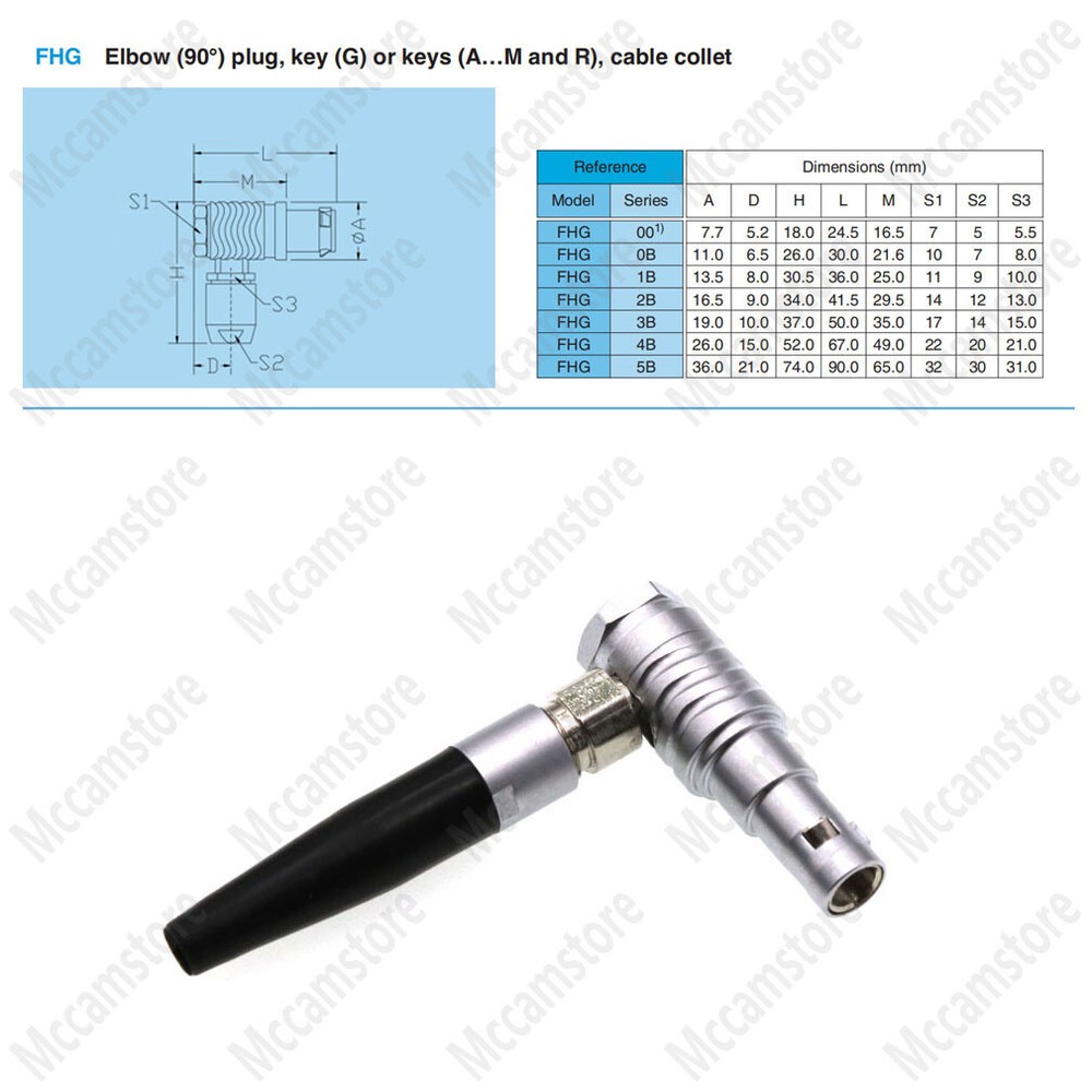 FHG 00B 2 3 4 5Pin Metal Circular Push-pull Self-Locking Connector 90° Male Plug