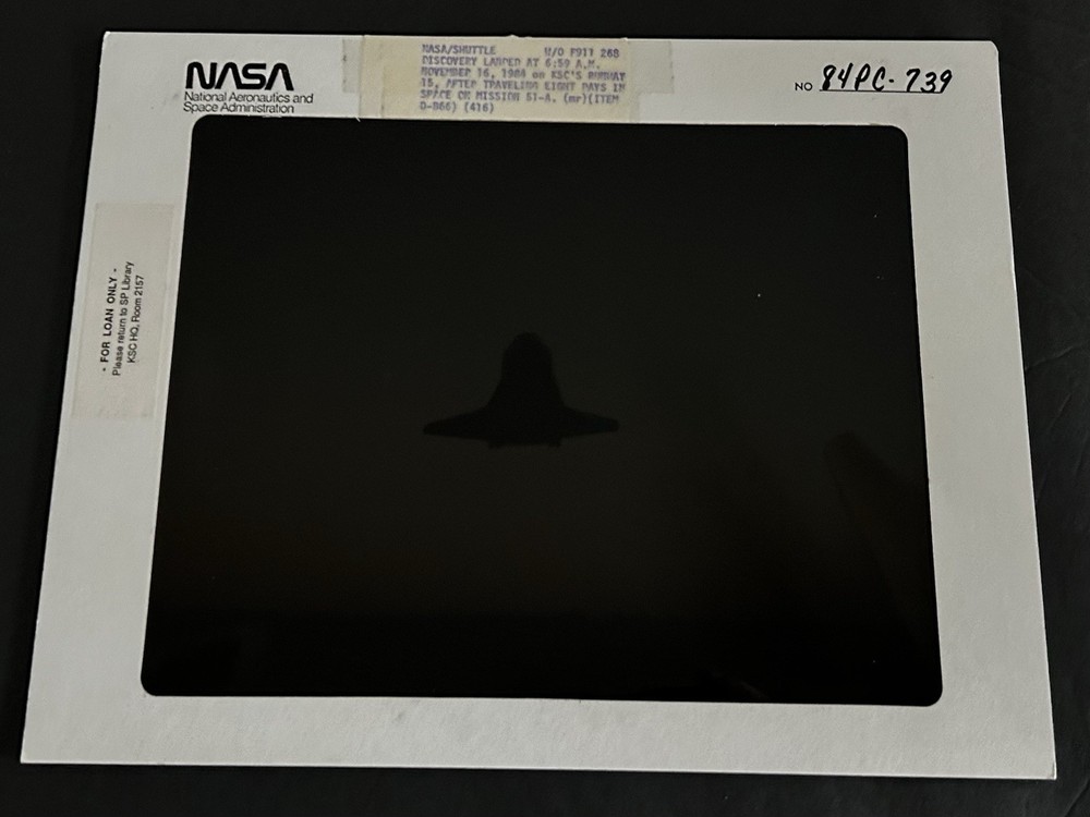 1984 NASA KSC Space Shuttle Discovery Landing Presentation Transparency