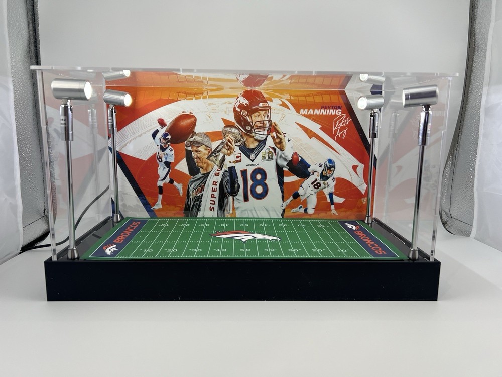 Peyton Manning - Broncos - Custom 2 Mini Helmet Display Case W/ LED Lights
