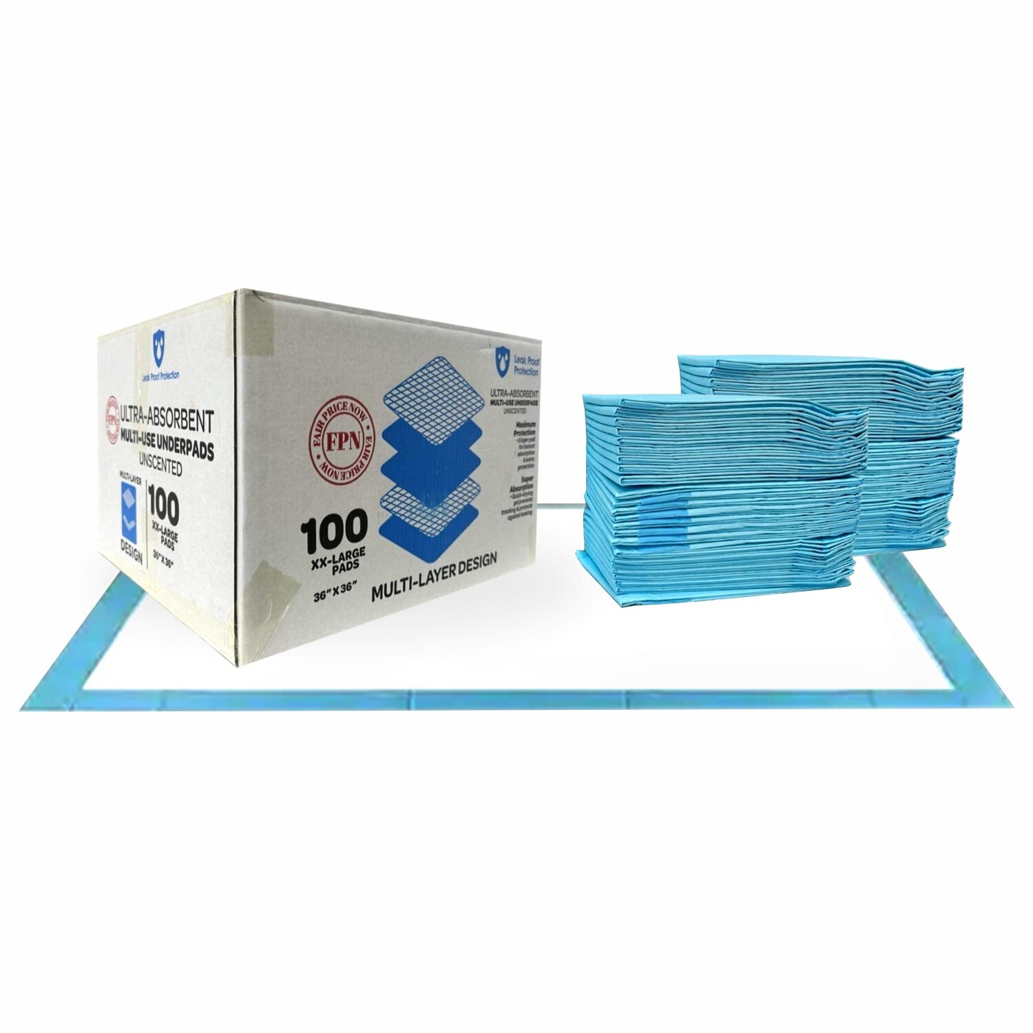 100 Pet Training Pads for Dogs 36x36" Unscented Ultra-Absorbent 2XL Potty Pads