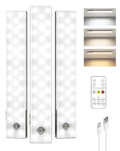 3-Pack Under Cabinet Lighting, 2000mAh Rechargeable Wireless Motion 3 Pack