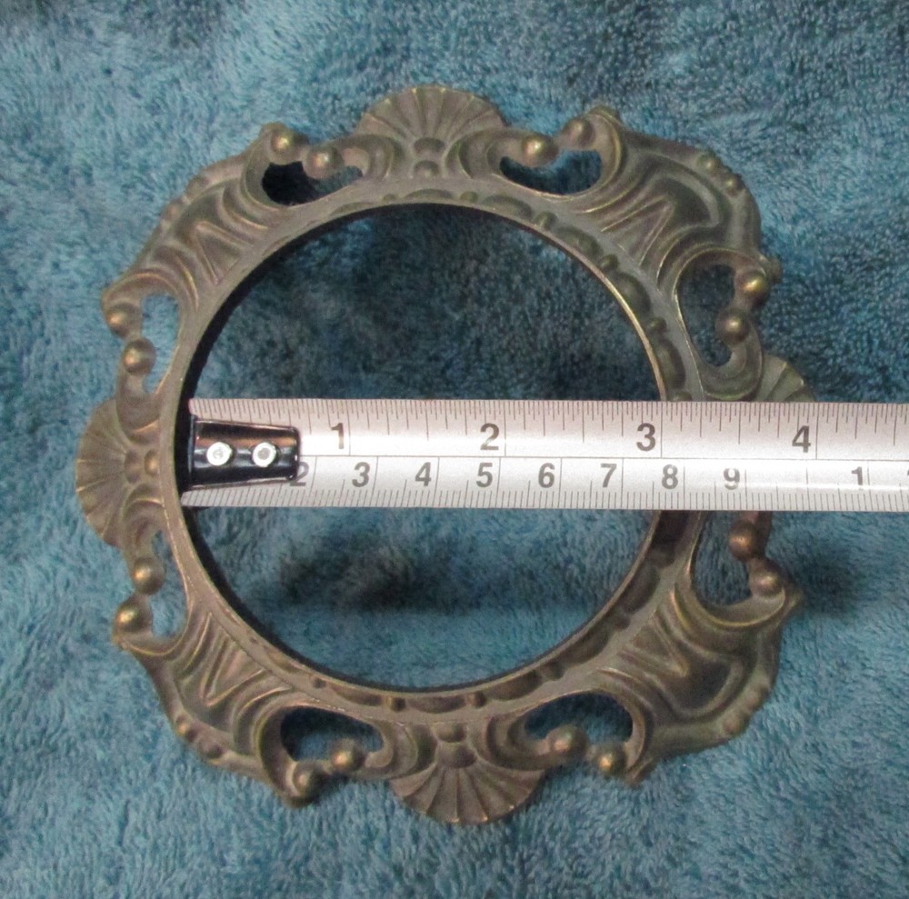 6⅝" Round Ornate Victorian or Rococo Style BRASS LAMP BASE w Scrollwork & Shell