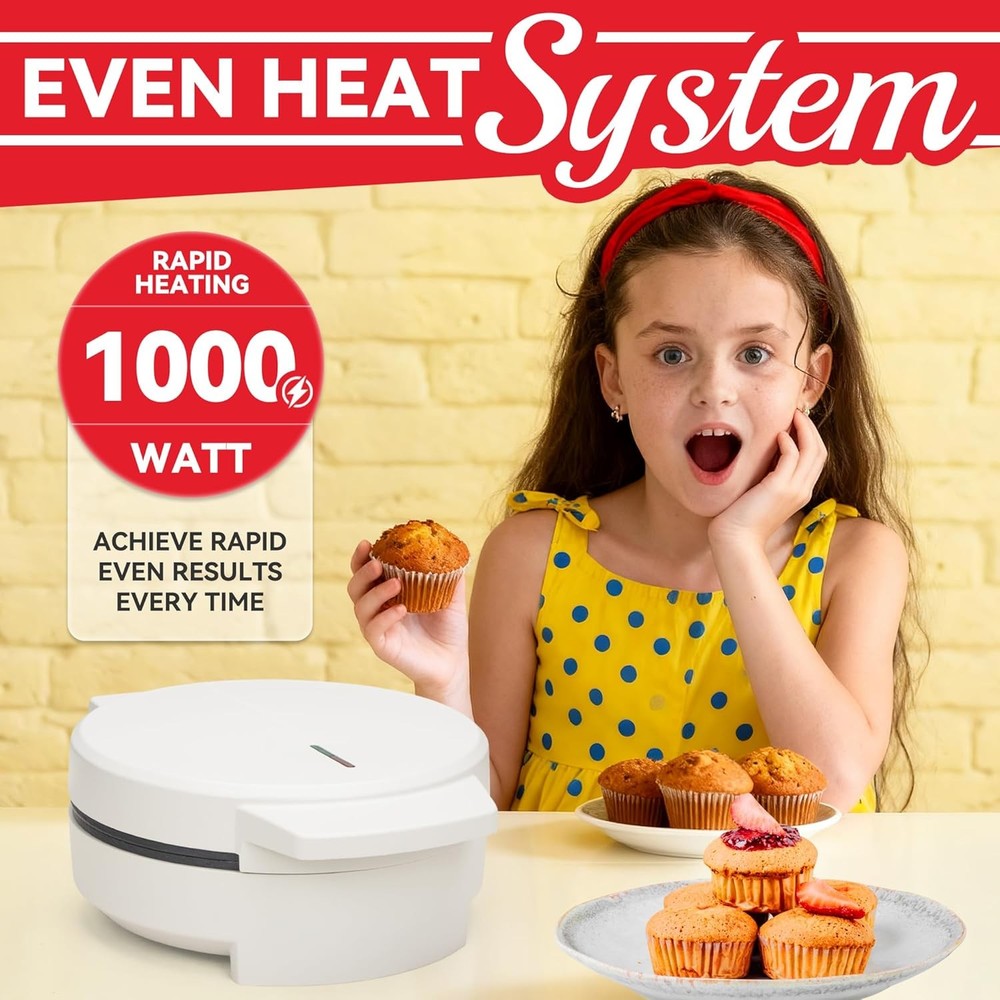Mini Cupcake Maker 7 Count Muffin Brownie Baker Nonstick Compact