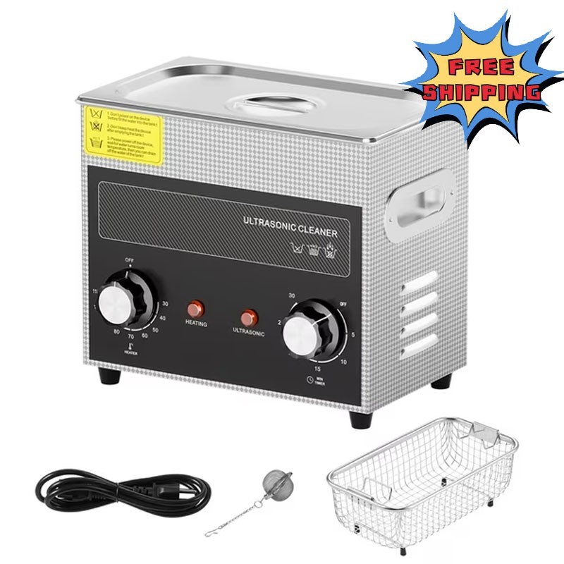 3L Digital Ultrasonic Cleaning Device with Heating Function and Timer w/Basket