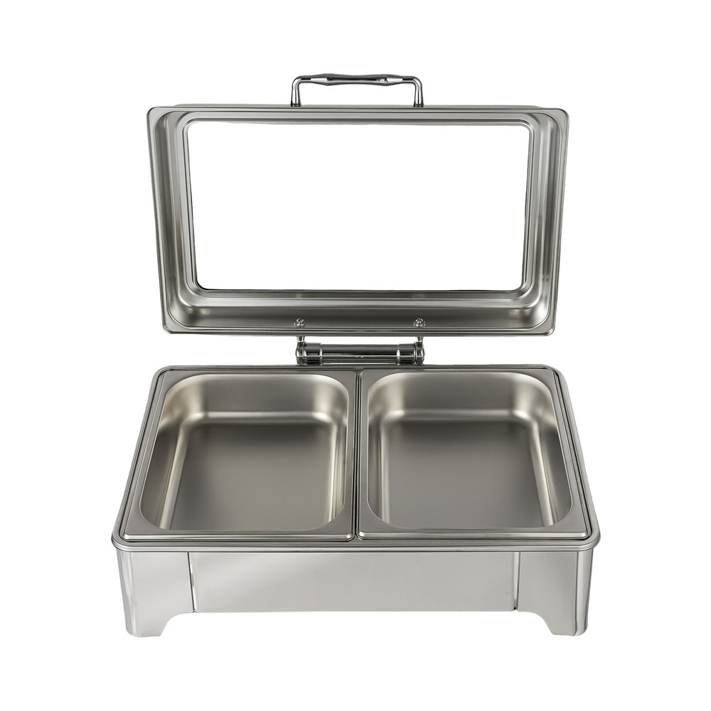 9L Electric Heating Chafing Dish Server Buffet Stove Square Double Compartment