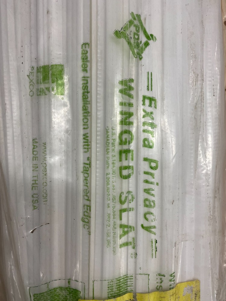 4' high, white, winged privacy slats