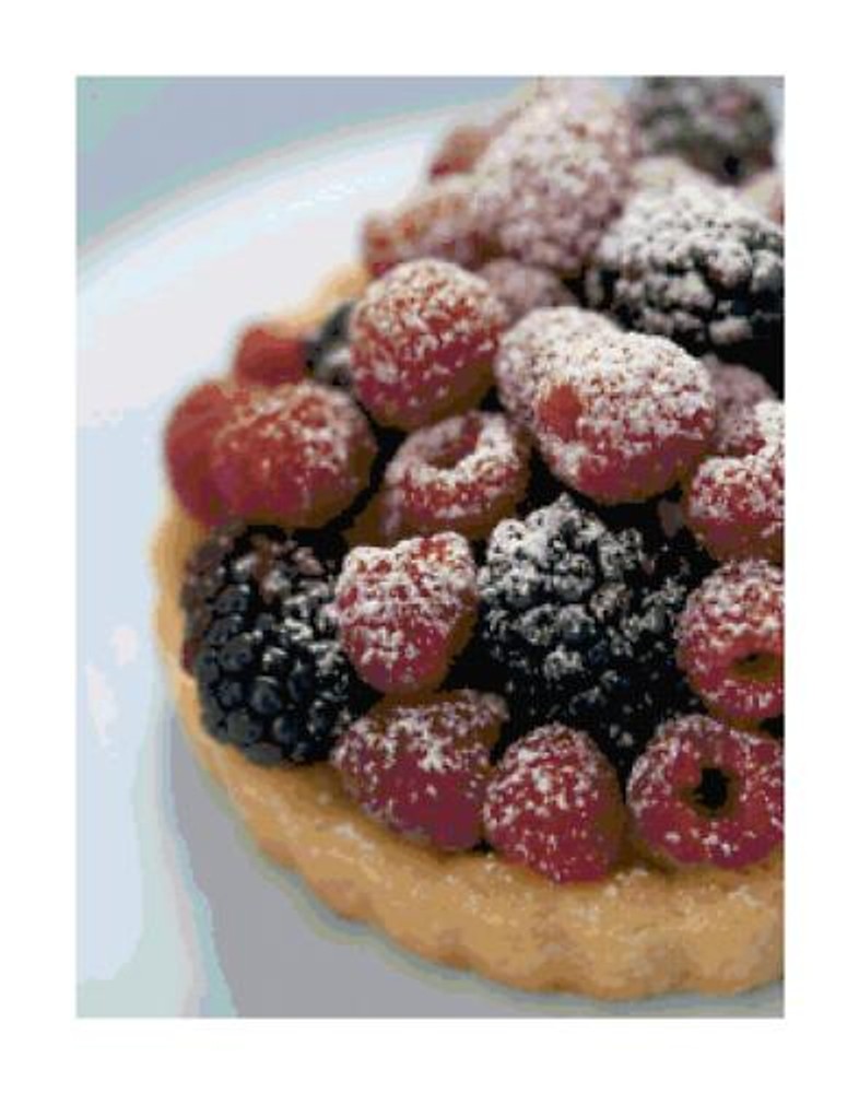 Handmade Raspberry Tart Dessert Counted Cross-Stitch Pattern Needlepoint