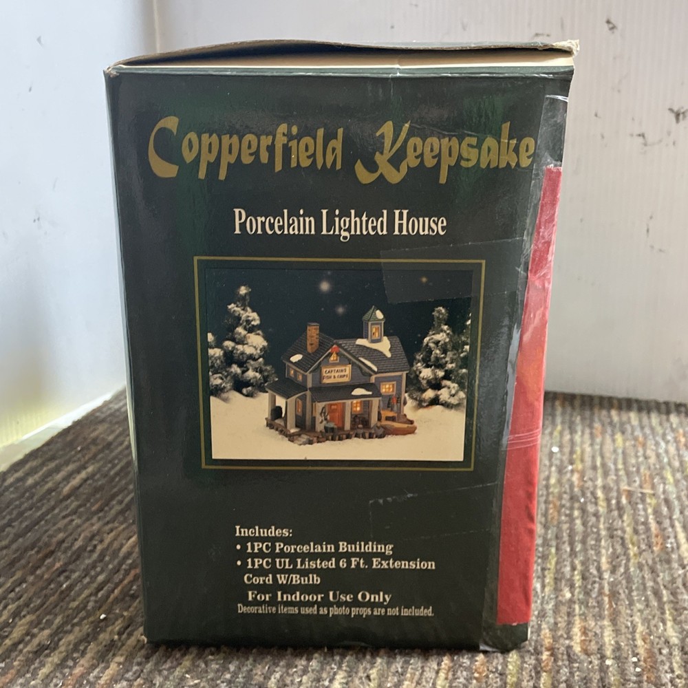 Copperfield Keepsake CAPTAINS FISH & CHIPS Porcelain Lighted House -NO LIGHT
